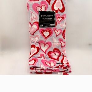 Betsey Johnson- Pink and Red Heart Pattern Ultra Soft Blanket